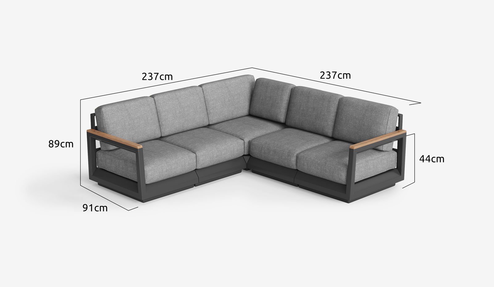 Indus Aluminium Outdoor 5-Seater Corner Sectional Sofa