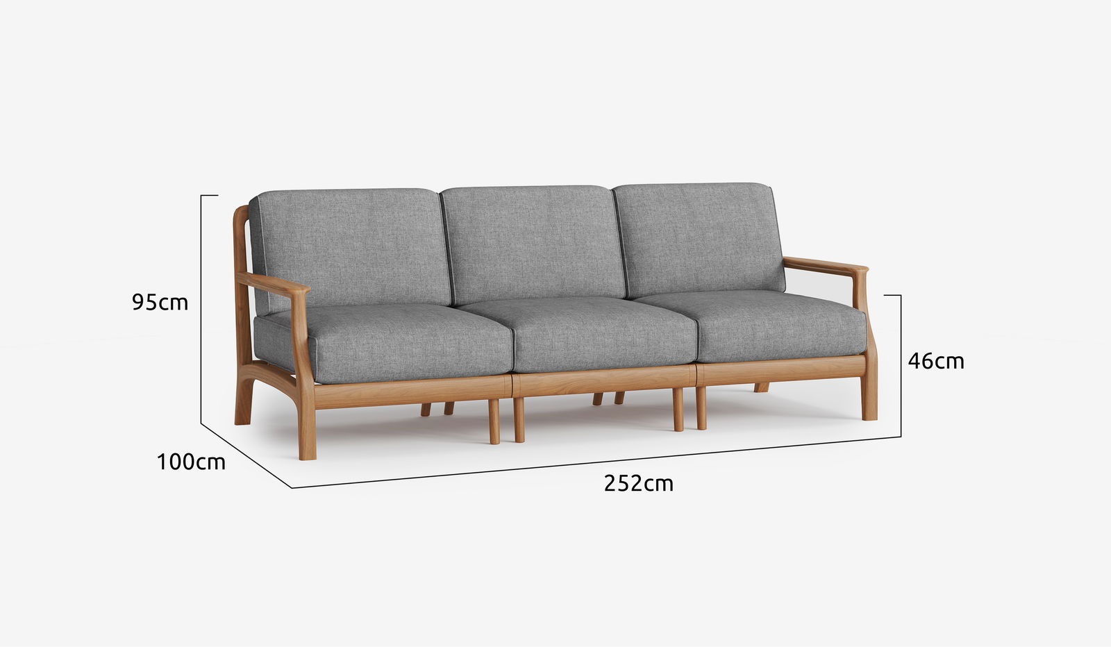 Perl Teak Outdoor 3 Seater Sofa