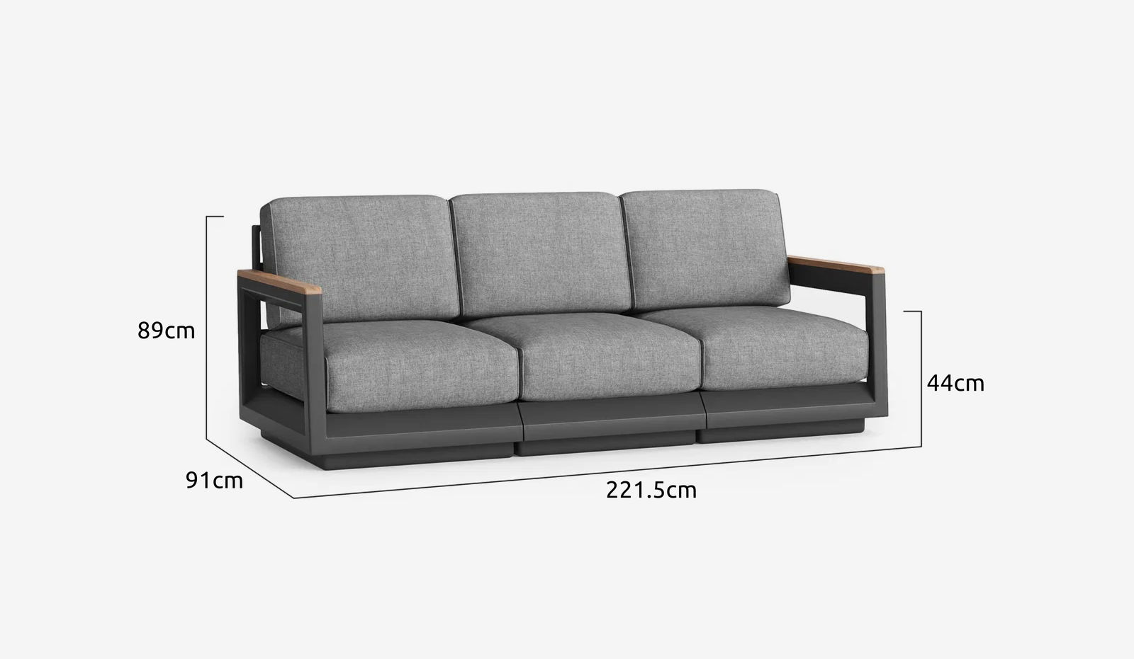 Indus Aluminum Outdoor 3-Seater Sofa