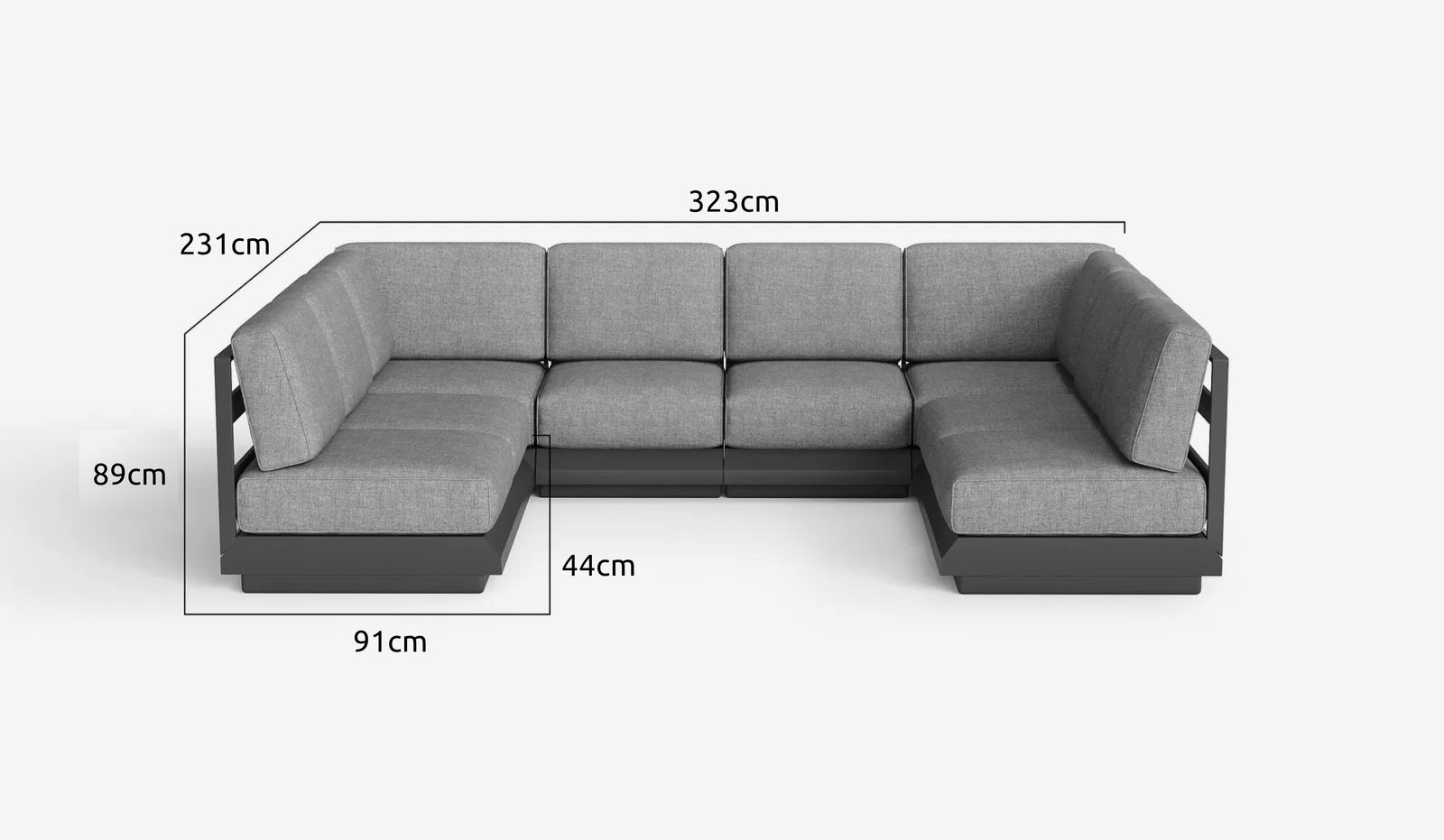 Indus Aluminium Outdoor 8-Seater Corner Sectional Sofa