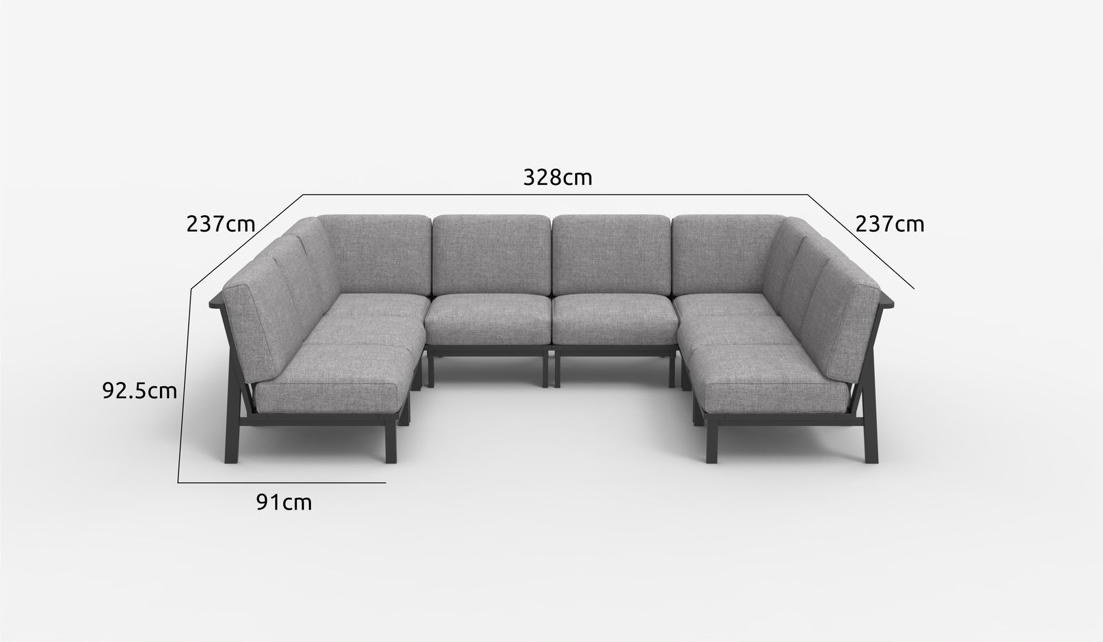 Air Aluminium Outdoor 8-Seater Corner Sectional Sofa