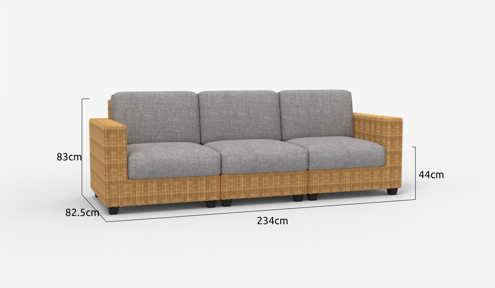 Femshade Rattan Outdoor 3 Seater Sofa