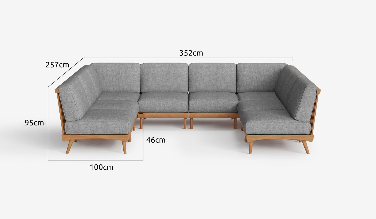 Perl Teak Outdoor 8-Seater Corner Sectional Sofa