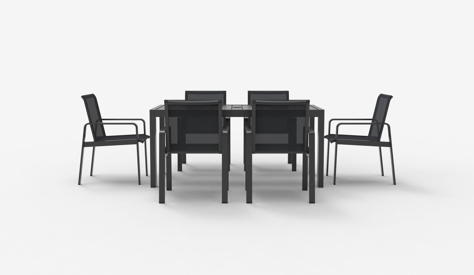 Breeze Dark Grey Aluminum 6 Seat Outdoor Dining Set