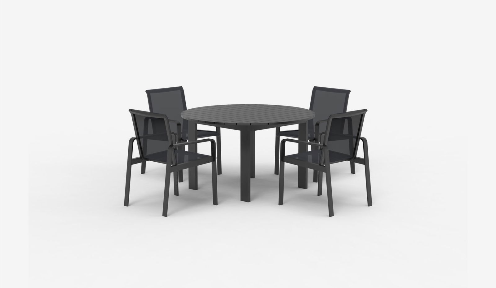 Breeze Dark Grey Aluminum Outdoor Round Dining Set